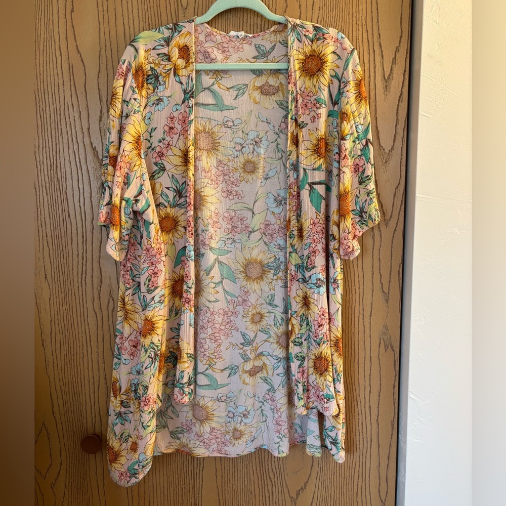 Maurices Floral Sunflower Print Lightweight Wrap - Pink, Yellow, Green